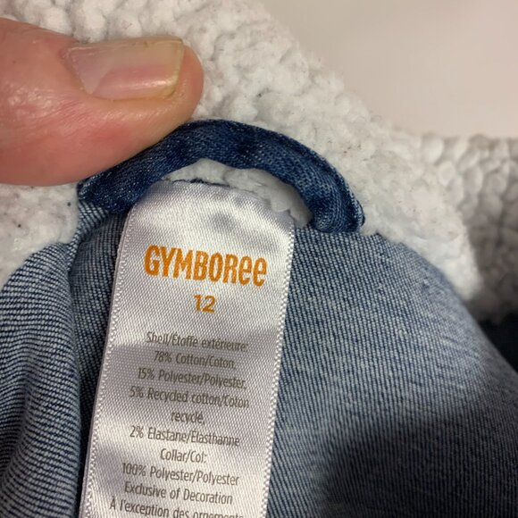 Gymboree Girls Jacket SZ 12 Denim Fleece Embroidered Bomber Flower Power Boho - Picture 4 of 9